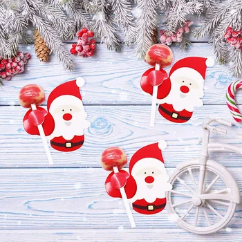 50Pcs Kalėdinis Saldainis Popierinių Kortelių Santa Claus Sniego Kalėdos Saldainis Stick Gimtadienio Lolly Korteles, Saldainių Pakuotės Dekoro Kortelės