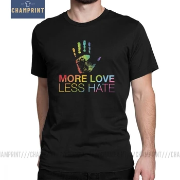 Daugiau Meilės, Mažiau Neapykantos Vyrams, T Marškiniai Gėjų LGBT Humoro Medvilnės, trumpomis Rankovėmis Tee Marškinėliai Crewneck T-Shirt Spausdinimas Viršūnės