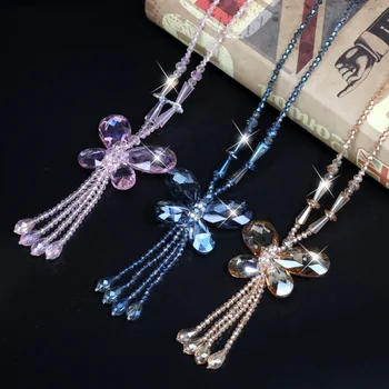 Moterys, Opalas Akmuo Mados Kristalų Kutas Ilgi Karoliai Korėjos Pakabukas Drugelis Karoliukai Megztinis Spalvinga Elegantiškas Papuošalai Naujas