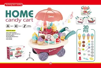 Plastikiniai Vaikai Apsimesti Žaisti Vežimėlio Virtuvės Žaislai ir Ledų, cukraus Vaidina Vaidmenų Žaidimai Kūdikių virtuvės, Vaikų Žaislai