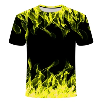 2020 mados pardavimo vyriški Naujas Vasaros marškinėliai Su apvalia Kaklo trumpomis Rankovėmis Mėlyna žalia violetinė raudona Liepsna 3D Atspausdintas Top aukštos kokybės