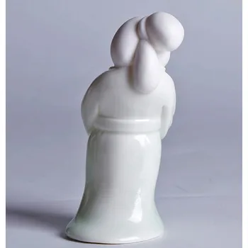 WU CHEN ILGAI Kinijos Klasikinės Tang Dinastijos Keramikos Ponia Tarnaitė Statula Gražių Moterų Lėlės, Skulptūra Namų Puošybai Orn R3159
