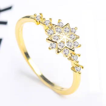 Išskirtinį Aukso spalvos Snaigės Žiedas Mados Paprastas Baltas Žiedas Crystal Temperamentas Kalėdų Žiedas Papuošalai Moterims, Dovanos