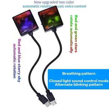 USB LED Automobilį Naktį Interjero Šviesos Atmosferą, Projektorius Dekoratyvinės Lempos Valdymo Balsu Automatinis Perjungimas Kelis Efektus