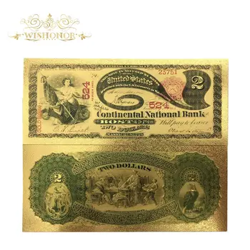 10vnt/daug Naujų Produktų 1875 Metais Spalva Amerikoje Banknotų 2 Dolerių Banknotų 24k Aukso Popierinių Pinigų Kolekcija