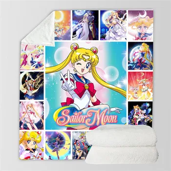 2021 Sailor Moon Vilnos Antklodė 3D full spausdinti Nešiojami Antklodė Suaugusieji/vaikai Vilnos Antklodė Sherpa Antklodė Lašas Laivybos