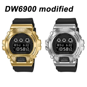 DW6900 Bezel Laikrodžio Juosta Dirželis 316L Nerūdijančio Plieno Watchband Žiūrėti Bezel Rėmo Apyrankę DW6900 Metalo Remonto Atveju Mygtuką Set