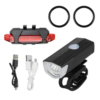 Bike Bicycle Light USB LED Įkrovimo Rinkinys Kalnų Priekio Atgal Žibintų Lempos Žibintuvėlis Lauke, Dviračių Sportas