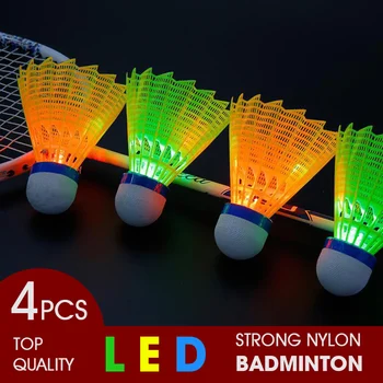 WELKIN 4pcs tamsią Naktį LED Spindinčią Šviesą Stiprus Nailono Badmintono Pagalbinės Spalvinga Apšvietimo Kamuolius vidaus ir Lauko Sportas