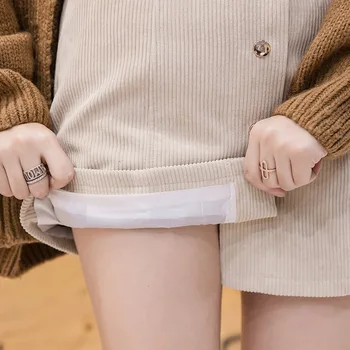 Derliaus Velvetas Aukšto Liemens Sijonas Moterų 2020 M. Pavasarį Žiemą-line Trumpas Sijonas Mergaitėms Metalo Single-breasted Mini Sijonai Moterims