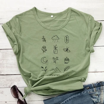 Be Vandens Nėra Gyvybės T-shirt Harajuku Vasaros trumpomis Rankovėmis Žemės Diena Marškinėlius Mielos Moterys Grafinis Etikos Ekologinio Marškinėliai, Viršuje Dropshipping