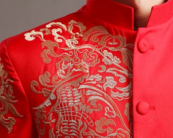 Raudona tunika vyrams, satino palaidinė viršūnes tradicinės kinų tunika tinka vyrams, drabužiai tango kostiumas chi kostiumas rytų viršų