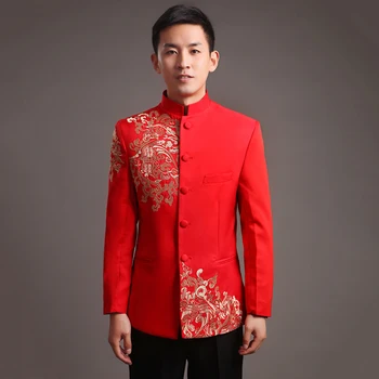 Raudona tunika vyrams, satino palaidinė viršūnes tradicinės kinų tunika tinka vyrams, drabužiai tango kostiumas chi kostiumas rytų viršų