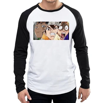 Ilgomis Rankovėmis Dr AKMENS T-Shirt Mados Anime Marškinėliai Viršuje Tees marškinėlius Black Pilnas Rankovės Animacinių filmų Dr AKMENS T-shirt