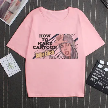 Harajuku moteriški marškinėliai Pink Marškinėlius Derliaus Estetikos Viršūnių Juokinga PrintO-kaklo Atsitiktinis Patogiai trumparankoviai Marškinėliai