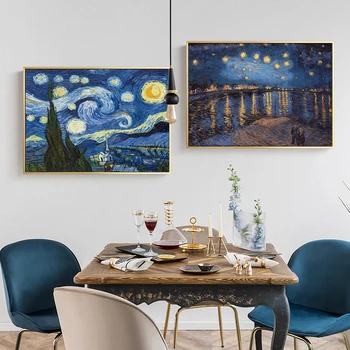 Garsaus Šiaurės stiliaus Van Gogh Žvaigždėtą Naktį Sunfloweer Drobės Plakatas Sienos Menas Spausdinti skirtą kambarį namuose dekoro sienos menas