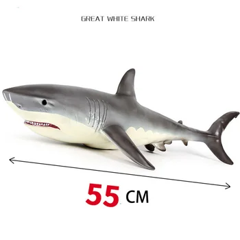 55cm Didelio Dydžio Juokinga Sea Life Gyvūnų Minkštas Didysis Baltasis Ryklys Didelis Ryklys Veiksmų Skaičiai Modelio Surinkimo Žaislas Vaikams Dovanų