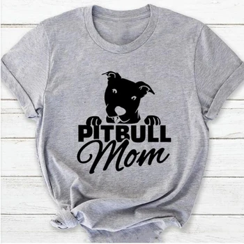 Pitbull Mama Mergaitės Tshirts Patinka Šunys Mergina T-shirt Vasaros Mados Ponios Tee Marškinėliai trumpomis Rankovėmis Raidžių Spausdinti Viršūnes Lašas Laivybos