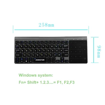 Zienstar 2.4 G Bevielio Mini Klaviatūra su Touchpad ir Numpad Windows KOMPIUTERIO,Nešiojamojo kompiuterio, 