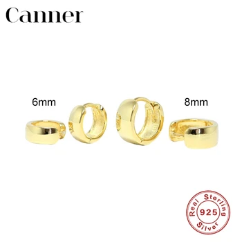 Canner 6mm/8mm 925 Sterlingas Sidabro Hoopas Auskarai Moterims Minimalistinio Sklandžiai Turas Earings Fine Jewelry Auskarų pendientes W5