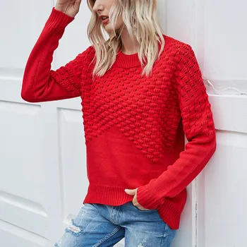 Džemperis moterims prarasti raudona ruda 2020 m. rudens žiemos naujas mados megztinis ilgomis rankovėmis dugno megztiniai feminina LD1402