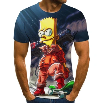 3D Animacinių filmų Simpsonų Vasaros Vyrų ir Moterų 3DT Marškinėliai Harajuku T-shirts Juokinga Juokinga Drabužių Grafinis T-shirts