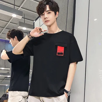 Trumpas rankovės marškinėliai vyriški vasaros naują apvalios apykaklės marškinėliai jaunų han edition banga vyriškos palaidinės
