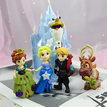 6pcs/Set Disney Užšaldyti Princesė Ana Elsa Olaf Sven Pilis Ledo Rūmų Sosto PVC Pav Veiksmų Žaislai, Lėlės Modelio Anime Brinquedos