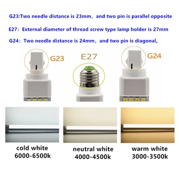 LED G24 2-Pin Bazės Kukurūzų Lemputės 110V, 220V 13W PLC Lempos Horizontalus Plug Žibintai su 30W CFL Pakeitimo G23 E27