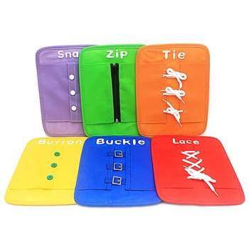 6Pcs Lopšelio Montessori Padažu Kadrų Zip Snap Mygtuką Sagtis Nėrinių Kaklaraištis Anksti Švietimo Žaislai Ikimokyklinio Žaislai Vaikams Dovanų