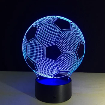 Septynių Spalvų Keitimas Futbolo Kamuolys Šviesos Futbolo 3D Vaizdo Led Nakties Šviesos USB Naujovė stalinės Lempos, kaip Namų Dekoro Be Lampara