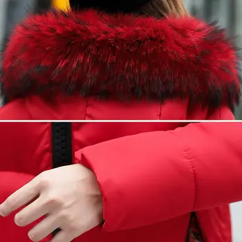 Moterų žiemos paltai parkas moteris 2021 mados kailių apykaklės šiltą medvilnės slim ilgai drabužiai moterims žemyn striukės žiemos dropshipping