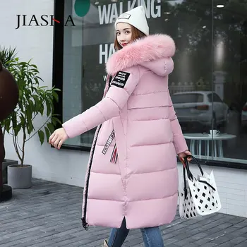 Moterų žiemos paltai parkas moteris 2021 mados kailių apykaklės šiltą medvilnės slim ilgai drabužiai moterims žemyn striukės žiemos dropshipping