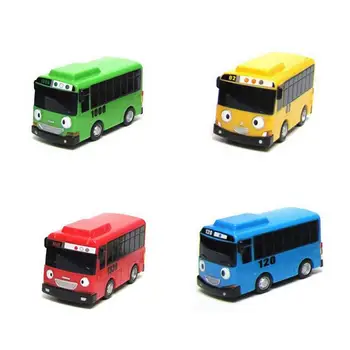 4pcs/pak Animacinių filmų Mini PRIEKAIŠTAUTI Miesto Taksi Atgal Vaikų Švietimo Žaislai Mažai Autobusų korėjos Anime Modelio Autobusai Vaikams Kalėdų Dovanos
