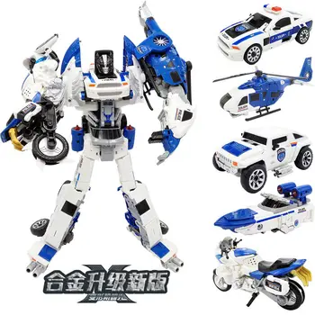 Transformacijos Anime Veiksmų Skaičius, Žaislai Robotas 5 IN 1 Berniukas Žaislai Automobilių Sraigtasparnis Motociklo Policijos Orlaivių Derinys Modelis Dovana