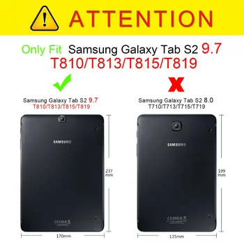 Prabanga PU Odos Stand Case Cover For Samsung Galaxy Tab S2 9.7 T810 T815 T813 T819 Tablet atveju 9.7 Tablet Atveju +Filmas+Rašiklis