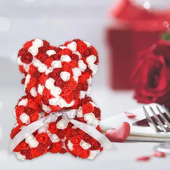 Meškiukas Rožių Žiedų Dirbtinis Festivalio Gimtadienio, Vestuvių Papuošimas, Rožių Lokys Romantiška Valentino Dienos Dovanų