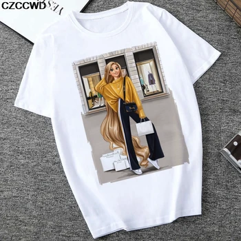 CZCCWD Poleras Mujer De Moda 2019 Balti Marškinėliai Harajuku Mados Princesė Marškinėlius Laisvalaikio Streetwear Hipster Estetinės T-shirt