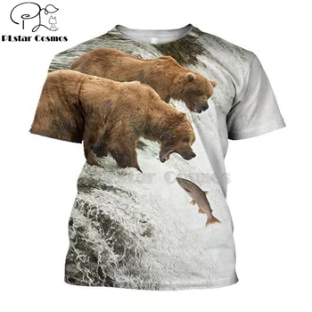 2020 Mados Vyrų hoodies 3D Atspausdintas lokių MEDŽIOKLĖ t-shirt tees šortai rankovėmis Unisex Drabužiai big black bear Lankas streetwear-2