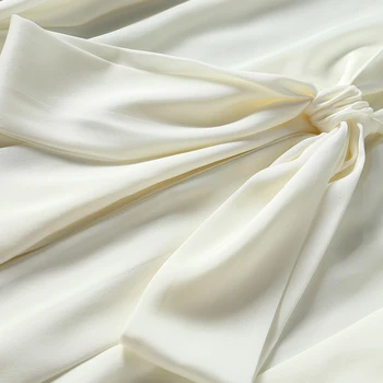 Nekilnojamojo Šilko Office Lady Darbo Marškiniai, Elegantiškas Mados Lankas V-kaklo, ilgomis Rankovėmis Kietas Natūralaus Šilko Satino Moterų Palaidinė Pavasarį, Rudenį Viršūnės