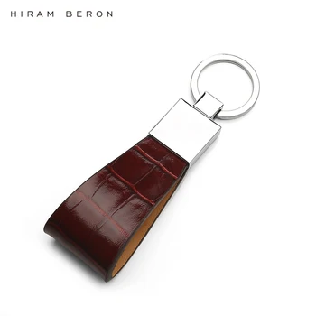 Hiram Beron Raktų pakabukas Vyrų natūralios Odos Keychain Metalo, Raktų Žiedas Pasirinktinį Pavadinimą arba pradinio paslaugos krokodilo modelis dropship