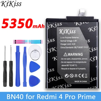 KiKiss BN40 Mobiliojo Telefono Bateriją Už Xiaomi Redmi 4 Pro Prime RAM 3G 32G ROM Edition Įkraunamas Baterijas 5350mAh