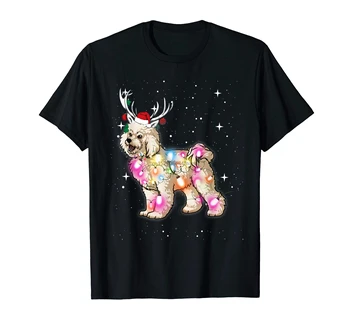 T-Shirt-Black Frise Šunų T-Shirt-Vyrų Kalėdų Žiburiai Bichon
