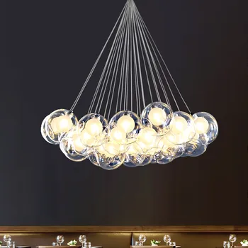 Kūrybos replika lempos dizaineris liustra drabužių parduotuvė miegamojo, valgomojo stiklo kamuolys burbulas lempos kambarį stiklo pasaulyje chan