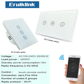 ES MUMS Smart Wifi Užuolaidų Jungiklis, Stiklo Touch Panel App /WiFi /Balso/ Touch Control Belaidis Smart Sienos Perjungtuvai, Skirti 