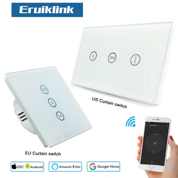 ES MUMS Smart Wifi Užuolaidų Jungiklis, Stiklo Touch Panel App /WiFi /Balso/ Touch Control Belaidis Smart Sienos Perjungtuvai, Skirti 