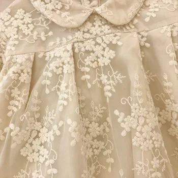 Merginos nėrinių suknelė 2019 m. rudenį Naujų korėjos mergaitėms ilgomis rankovėmis, per siuvinėjimo princesė suknelė mergaitėms žiemos dress