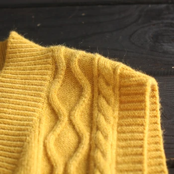 Pavasarį ir rudenį berankovis viršų moterų laisvalaikio ir laisvo stiliaus grynos spalvos vilnonis megztinis ir liemenė