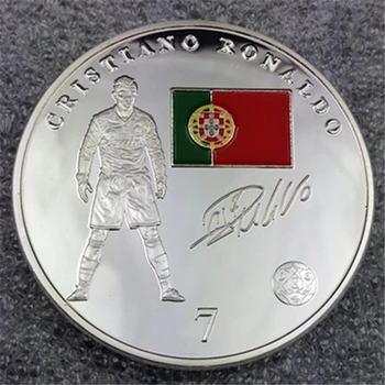 5vnt 24k aukso ir sidabro Ronaldo futbolo monetos Brazilijos futbolo Pasaulio Taurės superžvaigždė cristiano ronaldo problemas monetas.2vnt
