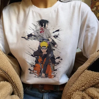 Harajuku Naruto Grafinis Vasaros Viršūnes Moterų 2020 M. Juokinga T-shirt Japonų Anime Balti Marškinėliai Streetwear Trumpas Rankovės Tees Moteris